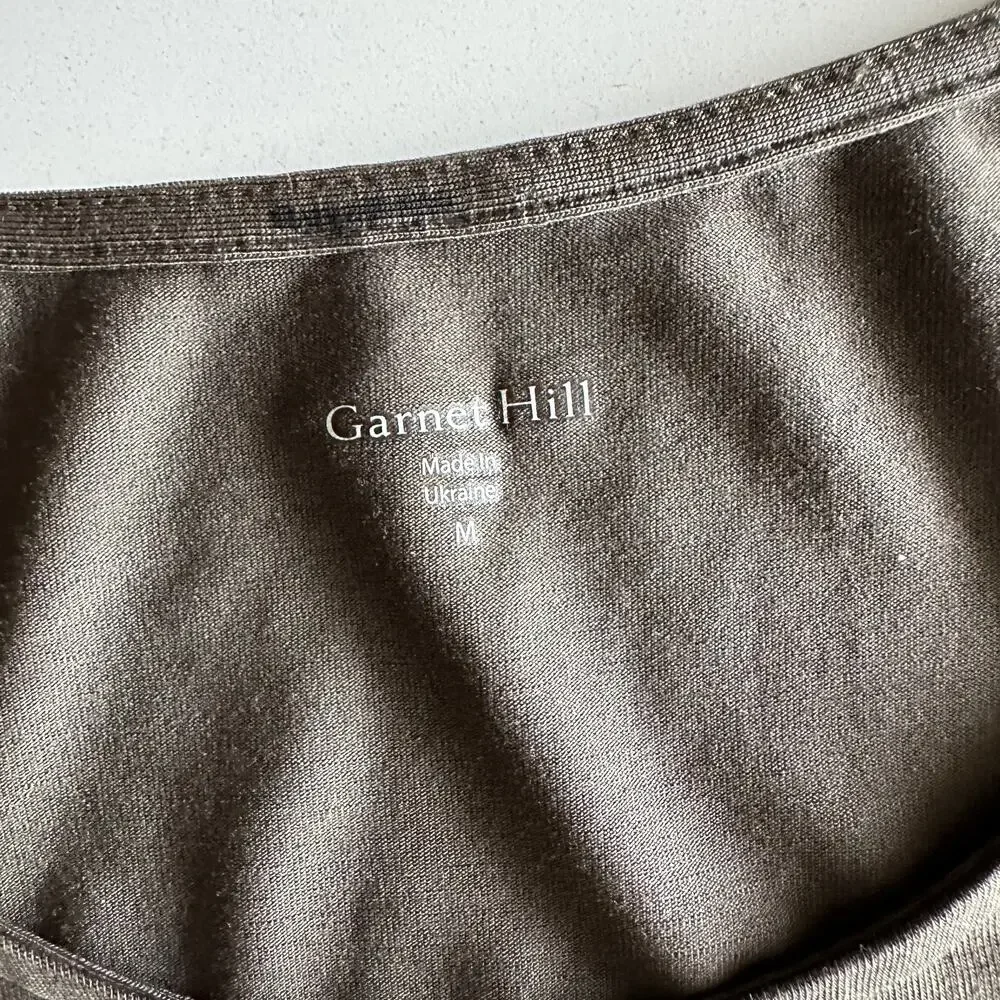 Garnet Hill Tencel Blend Draped Tie Front Short Sleeve‎ Maxi Grey Brown Dress M